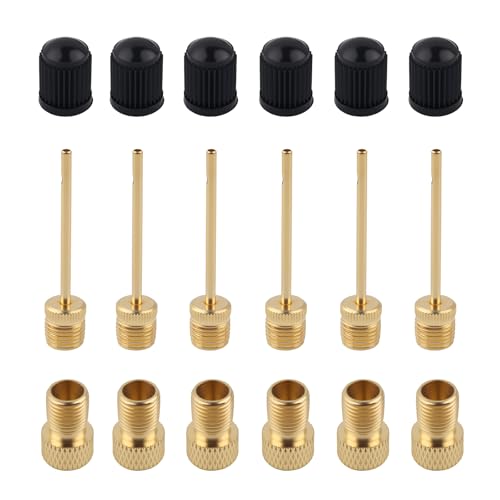6 Pack Presta Valve Adaptor,Compatible with Schrader to Presta Valve Adapter Inflate with Air Compressor,Bike Pump Adapter Kit with 6 Tire Valves Stem Caps & Ball Needles
