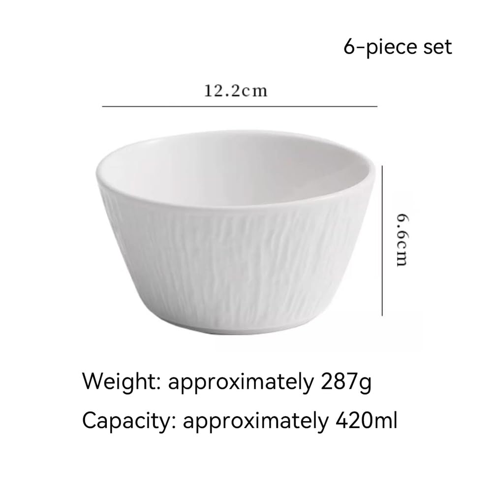 Miski Ceramiczne,Miski na Płatki Zbożowe,Zupy,Sałatki,Mikrofalówki,Zmywarki,do Owsianki,Makaronu,Deserów, Ryżu, Owoców i Lodów,Biały,Zestaw 6-Częściowy
