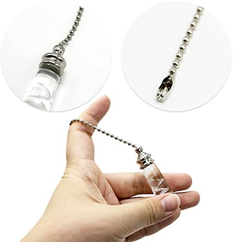 SZXMDKH Crystal Light Pull Chain Extension with Cylindrical Glass Pendant 30 cm with Connector for Bathroom Toilet Light Ceiling Light Fan Switch Blind Cord Pull Handle Weight Pull Cord Handle
