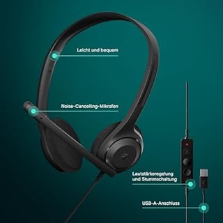 EPOS C1 Business USB-A Headset mit Mikrofon, Chrom-Zertifiziert, kabelgebundene Kopfhörer, Mikrofon mit Geräuschunterdrückung, verbesserte Audioqualität, Konnektivität für Moderne Geräte, On-Ear