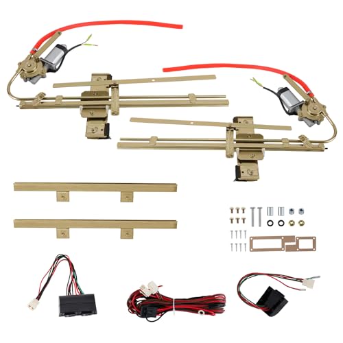 FIVESHOW Universal Power Window Kit 2-Door Electric - Flat Glass Installation with Switches Wiring Ford Chevy Chrysler 1932-UP - Complete Regulator Motor Assembly