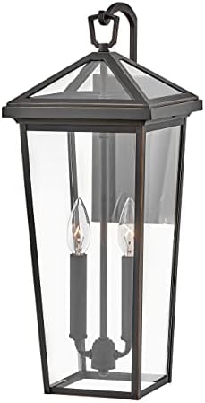 Hinkley Alford Place 25655OZ Medium Outdoor Tall Wall Mount Lantern, Die Cast Aluminum Frame, Sealed Clear Glass, Oil Rubbed Bronze