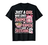 Just A Girl Who Loves Anime Ramen Sketching Japan Kawaii T-Shirt