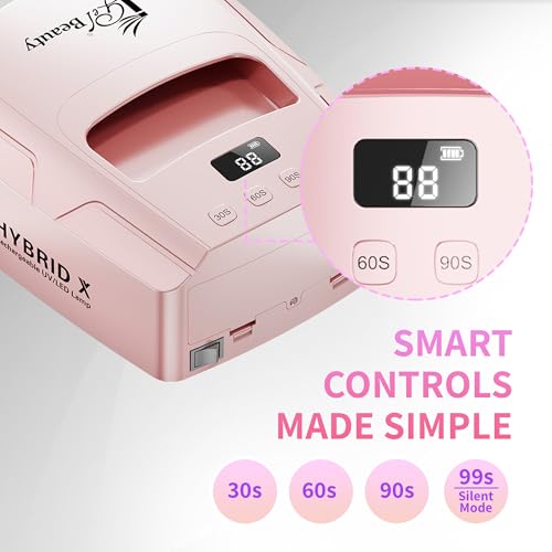 Image of Hybrid - X Nail Lamp - 48W UV /LED Nail Dryer, Wireless Rechargeable, Smart Timer, Removable Tray, Cordless Gel Nail Lamp for Manicure Pedicure