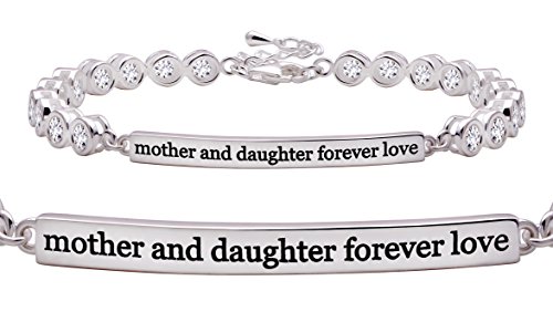 ALOV Jewelry Sterling Silver "mother and daughter forever love" Cubic Zirconia Bracelet2