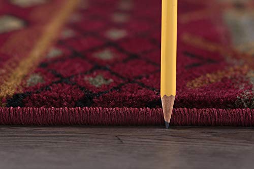 Sierra Bear Novelty Lodge Pattern Red Rectangle Area Rug, 8' X 10' #TOP5