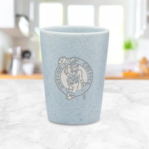 Rico Industries NBA Basketball Boston Celtics Baby Blue 2oz Ceramic Shot Glass for Fans, Laser Engraved In Trendy Color Single Shot Glass - image 2