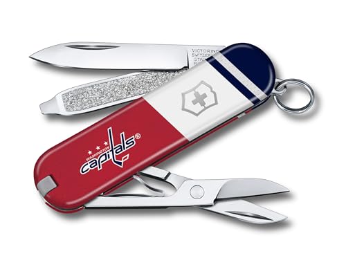Victorinox Classic SD Swiss Army Knife – Compact 7 Function Swiss Made Pocket Knife with Small Blade, Screwdriver and Key Ring – Washington Capitals