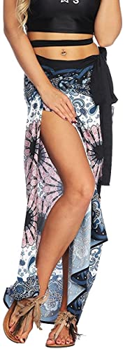 Maxifaldas Largas Bohemias Para Mujer Pareos Con Lazo En La Cintura Patern Tailandés Elegante Abertura Alta Verano Playa Vacaciones Vestido De Fiesta Cubierta De Bikini Cover