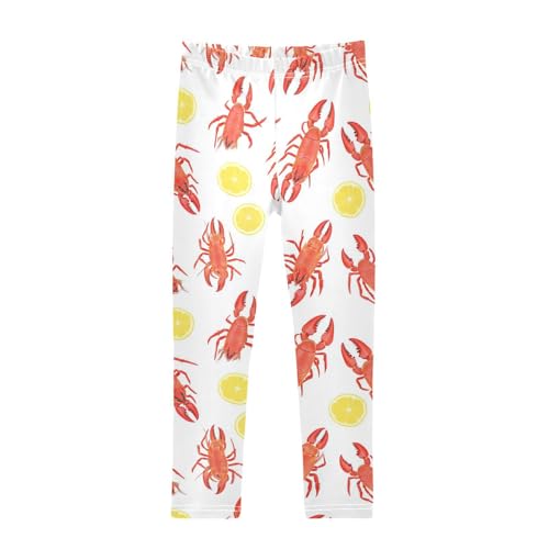 Wusikd Lobsters Girls' Leggings Toddler Doodles Lemon Kids Yoga Pants Dance Active Tights 4T