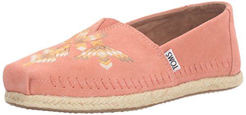 TOMS Womens Alpargata Embroidered Slip On Flats Flats Casual - Pink - Size 7.5 B