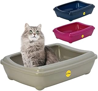 Grey Jumbo Cat Litter Tray With Rim 57x43x16cm Scoop Kitten Litter Box Toilet Large Loo