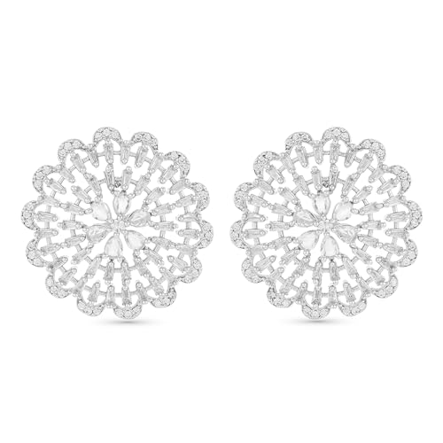 Image of Rubans Stud Earrings American Diamond Trendy Jewellery for Women & Girls