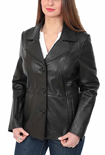Veste en cuir femme Ruth manteau noir ajusté pour le bureau et les sorties