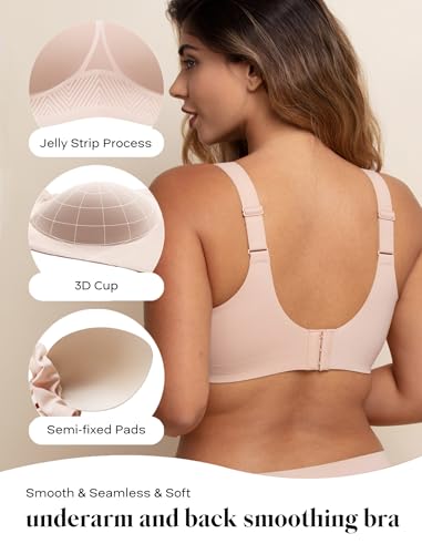 COMFELIE Wireless Seamless Support Bralette Ultra-Comfort Sleep T-Shirt Bra for Large Breasts2