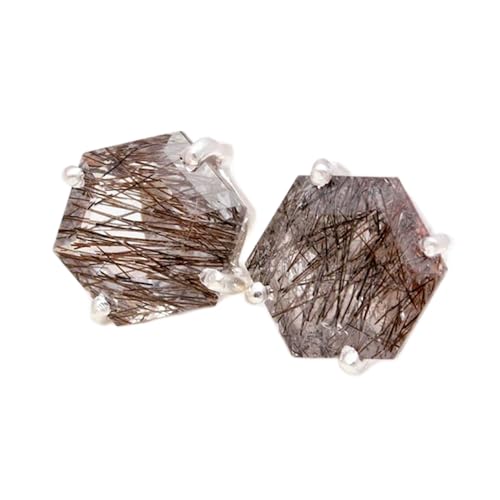 Puces d'oreilles en rutile noir anti-allergie en argent 925 minimaliste pour femme