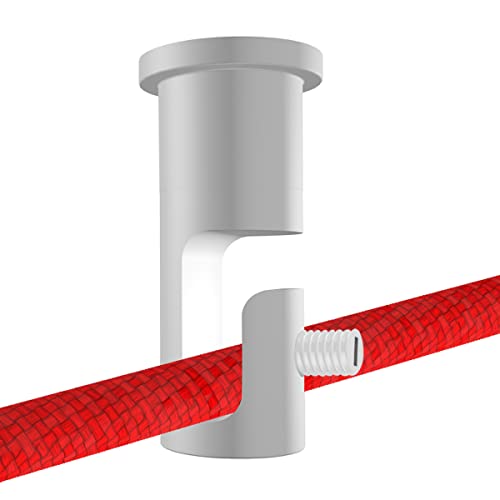 OASHISU 3 Stück Aluminiumlegierung Zweiteilige Wand- und Deckenpins für Textilkabel Deckenbefestigung Affenschaukel Aufputz-Kabelhalter für Lampe DIY mit Schrauben und Dübeln, Weiß