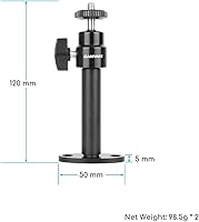 Vista 2 de CAMVATE Security Wall Mount with 1/4"-20 Mini Ball Head for CCTV Camera Surveillance System(2 Pieces)-24007