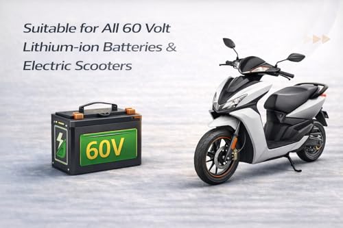 Image of 60V 6A Lithium-Ion Battery Charger with Voltage & Ampere Display | Auto Cut-Off @ 67.2V | Compatible with All 60V Electric Scooters Battery - Okinawa, Battre, Kinetic, PureEV, Benling, Hop & More