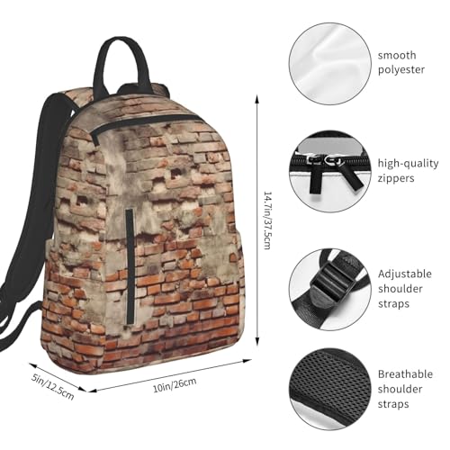 Lightweight Hiking Backpack Casual Laptop Backpack for Men Women Ancient Worn Brick Wall Bookbag Travel Daypack4