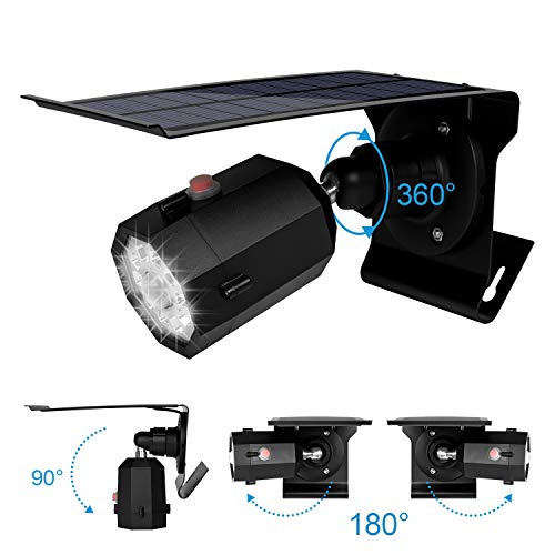 Fugetek Motion Sensor Outdoor Security Light and Dummy Camera, Solar Powered, Wireless, 3 Modes, IP65, Waterproof, Bright LEDs, Rechargeable, Yard, Garden, Driveway, Walkway, Black