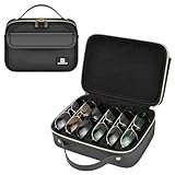 Adjustable Divider Compartments for 6 Pairs of Glasses: Eyeglasses case features 5pcs flexible dividers, allowing you to create custom compartments for a precise fit. Travel sunglasses organizer helps securely store various eyewear, minimizing moveme...