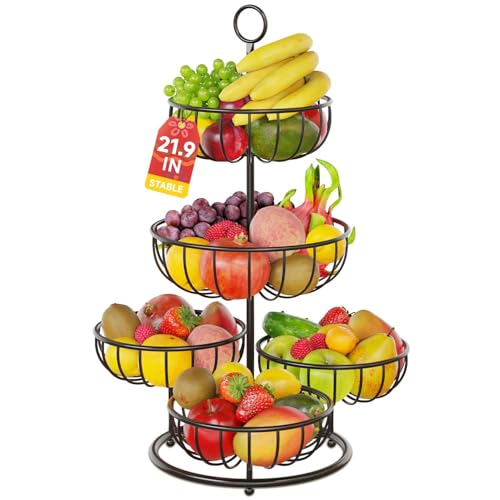 PouHenier.jh 5 Etagen Schwarz Obstkorb Obstschale, Groß Mehrstöckig...