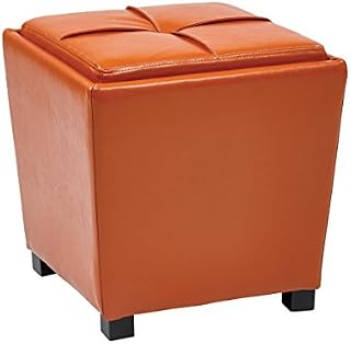 Office Star Metro Vinyl 2-Piece Storage Ottoman Nesting Cube Set with Dark Espresso