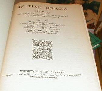 BRITISH DRAMA TEN PLAYS FROM THE MIDDLE OF THE FOURTEENTHN CENTURYB TO THE END ODF THE NINETEENTN
