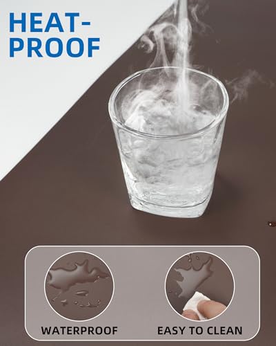 Image of Leather Desk Pad Protector,48 inch x 23 inchLarge Desk mat,Office Desk Mat, Non-Slip PU Leather Desk Blotter,Mouse pad,Waterproof Keyboard mat for Office /Home /Decor (Coffee)