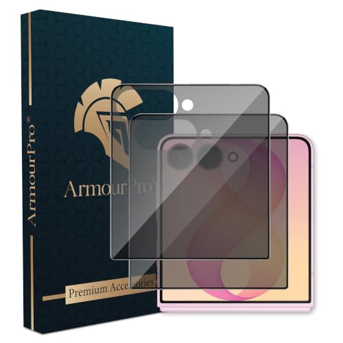 Image of ArmourPro Anti-Spy Privacy Tempered Glass for Samsung Galaxy Z Flip 8 and Samsung Z Flip 7 - Anti Peeping Screen Protector, Edge to Edge Full Coverage, 9H Hardness, Easy Installation Kit | Pack of 2