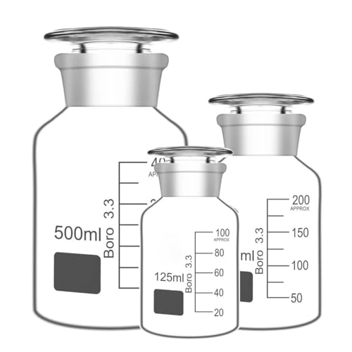 Bouteille de laboratoire en borosilicate à col large blanc de 60ml à 1000ml