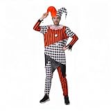 Wildarms Mono de Bufón del Renacimiento con Sombrero de Dos Campanas - Disfraz de Halloween para Hombres (L)