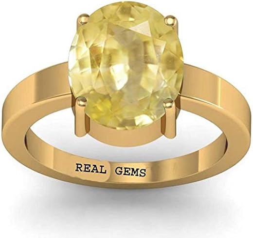 REAL GEMS Certified 7.00 Carat Yellow Sapphire (Pukhraj) Panchdhatu Unisex Astrology Ring