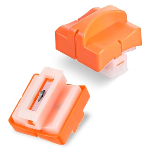 2 Pcs Paper Cutter Replacement Blade Paper Trimmer Blades Spring-Loaded Safeguard Design for A4 A5 Paper Cutter (Orange)