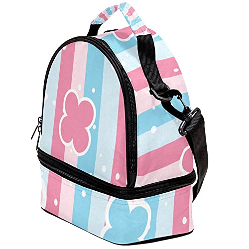 Giovanior Flowers Stripes Floral Pastel Colors Lunch Bag Insulated Lunch Box Picnic Bag School Cooler Bag For Men Women #TOP1