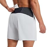 BALEAF Pantalones cortos de deporte para hombre, pantalones cortos para correr de verano, 2 en 1, bañadores, transpirables, con bolsillo para teléfono móvil y slip interior, Gris--5 pulgadas de