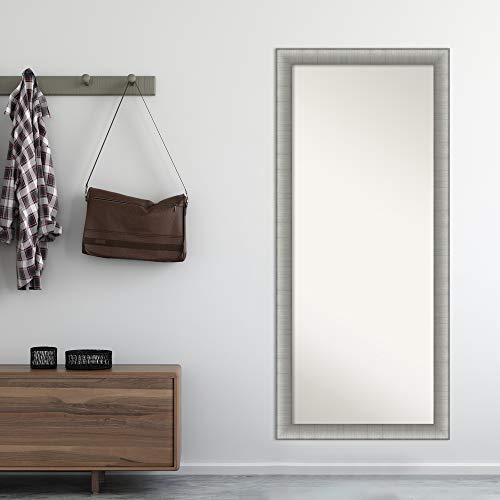 Amanti Art Non-Beveled Full Length Mirror (64.75 X 28.75 In.), Elegant Brushed Pewter Frame - Floor Mirror, Wall Mirror - Silver #TOP5