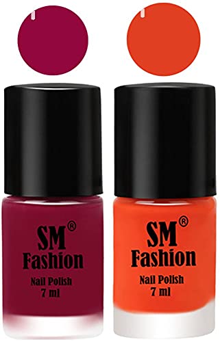 Image of Long Lasting Nail Polish | Nail Paint Combo 7 ml Each) - Set of 2 Cherry Blossom-Reddish Orange