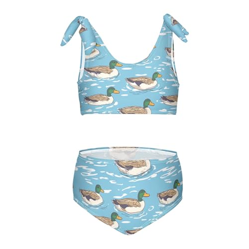 Wusikd Ducks Swimming Girls Swimsuits Two Piece Mallard Swimwear Bikini Set for for Girls Size 3T