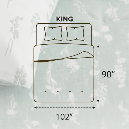 Image of Utopia Bedding 3 Pc King Comforter Set, Printed Comforter, Meadow Mist | Comforter Set Includes Comforter (90x102) Inches, 2 Shams (20x36) Inches. Soft Microfiber Down Alternative, Machine Washable.