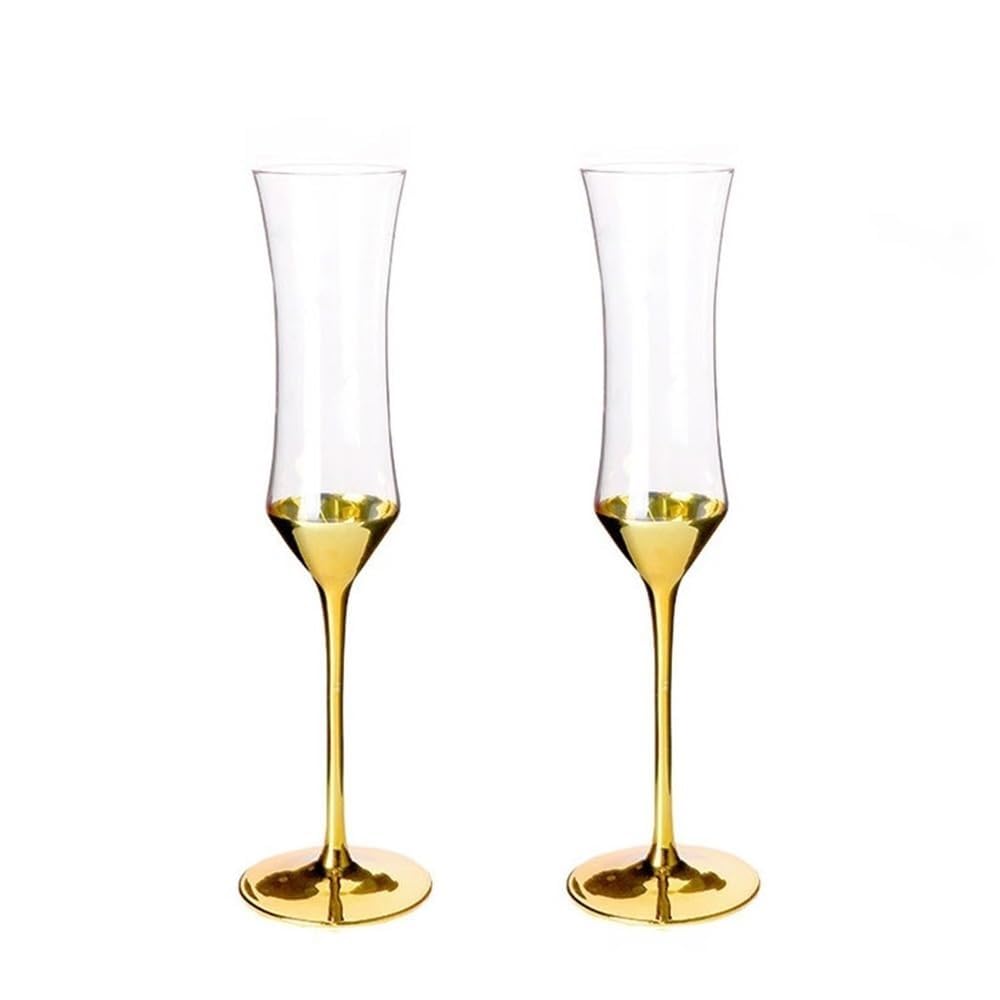 Flute da champagne a vita stretta placcati in oro da 2 pezzi da 5,58 once, for regali di riunioni annuali di banchetti aziendali Bicchiere per bevande