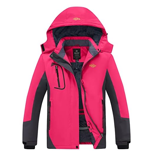 Wantdo Femme Veste de Ski Outdoor Manteau d'hiver Chaud avec Capuche Amovible Veste Imperméable Coupe-Vent Veste Randonnée pour Voyage Rose M