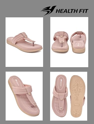 Image of HEALTH FIT EXTRA SOFT Women's Comfortable Memory Foam Doctor Slippers /Flip-Flops|Fashionable Casual & Stylish|Lightweight & Breathable|Outdoor Synthetic Casual Chappals Sandals Ladies & Girls HF28
