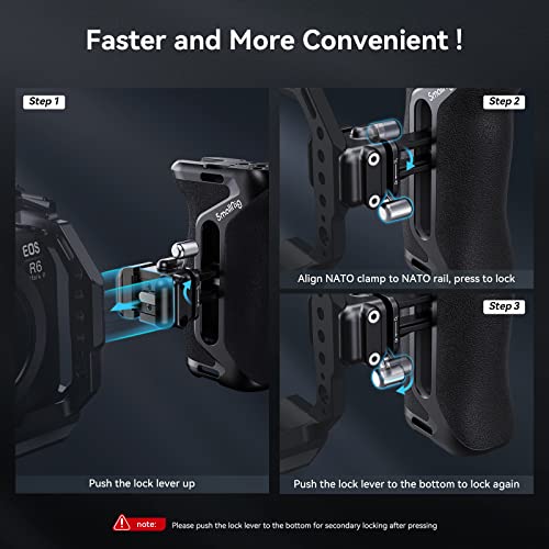 SMALLRIG Snap-On NATO Side Handle, Quick Lock Design, Up/Down Adjustable, Built-In Cold Shoe Mount, 1/4''-20 Thread Hole - Image 2