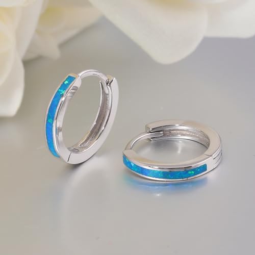 CiNily Sterling Silver Hoop Earrings, Tiny Opal Hoop Earrings for Women Small Huggie Earrings Lightweight Dainty Mini Hoops Hypoallergenic Jewelry Cartilage Piercing Hoop Earrings 12mm4