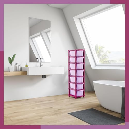 Image of TEKCOOL Plastic Drawer Organizer Self Standard Rectangular Multi Purpose Modular Drawer System Large Chest of Drawer Organizer for Home Office,Product Dimension When assembeled (7XL, Purple hex);'