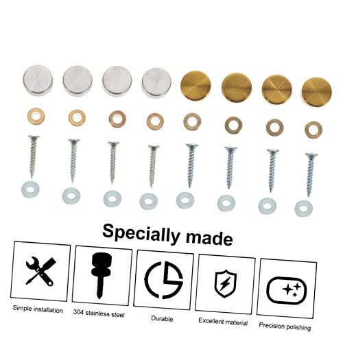16 Sets Stainless Steel Mirror Fixing Screws Decorative Cover Caps miniatura 3
