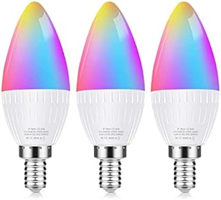 Cskyzk Smart Bulb E14 Candle LED Bulbs Alexa Light Bulbs Bluetooth 4.5W Replace 40W RGBCW Colour Changing Dimmable Bulbs Alexa Echo Light Bulb Compatibe with Alexa Devices, 3 Packs