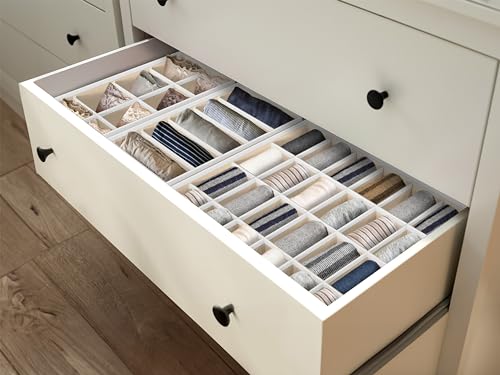 Simple Houseware 4-Pack Drawer Organizer Set - Closet Dividers for Underwear, Socks, Bras, Scarves, Ties - Foldable Non-Woven Storage Boxes, Beige by Simple Houseware - Image 9
